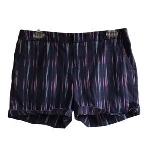Merona 100% Cotton Striped Shorts Chinos Pockets Preppy Size 2 Navy Multicolor